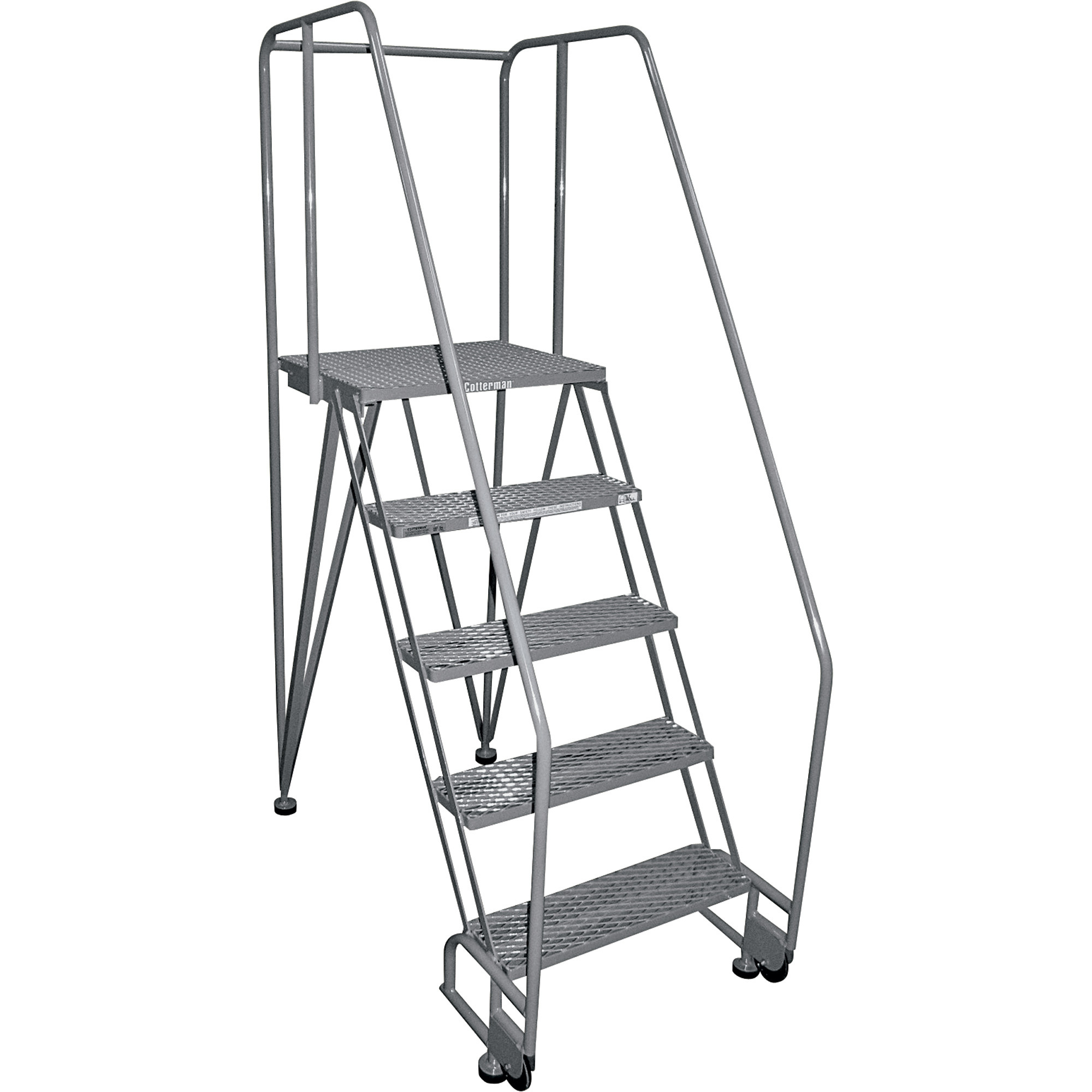 Cotterman TiltNRoll Straddle Ladder w/CAL OSHA Rail Kit, 60in. Max Height, Model# 6STR26A1E20B8COC1P6